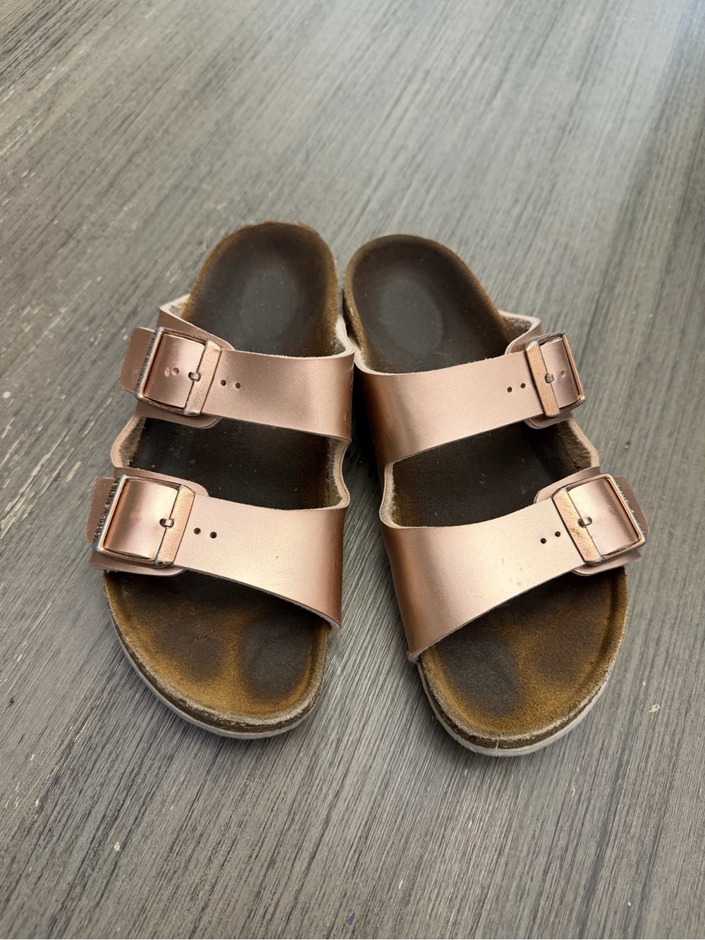 Birkenstock Kids Metallic Bronze Double Strap Sandals